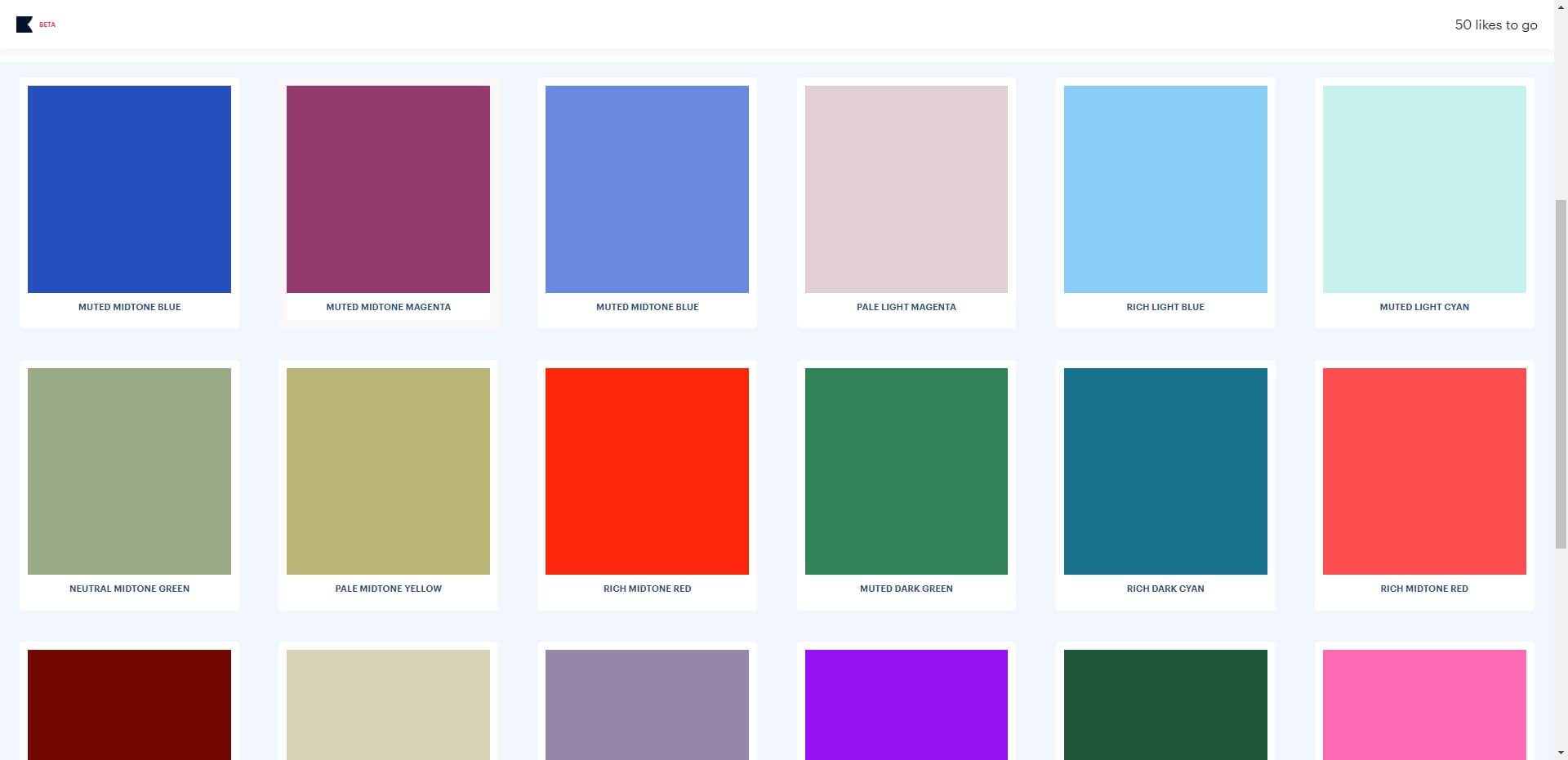 Choose a set of your 50 favorite colors